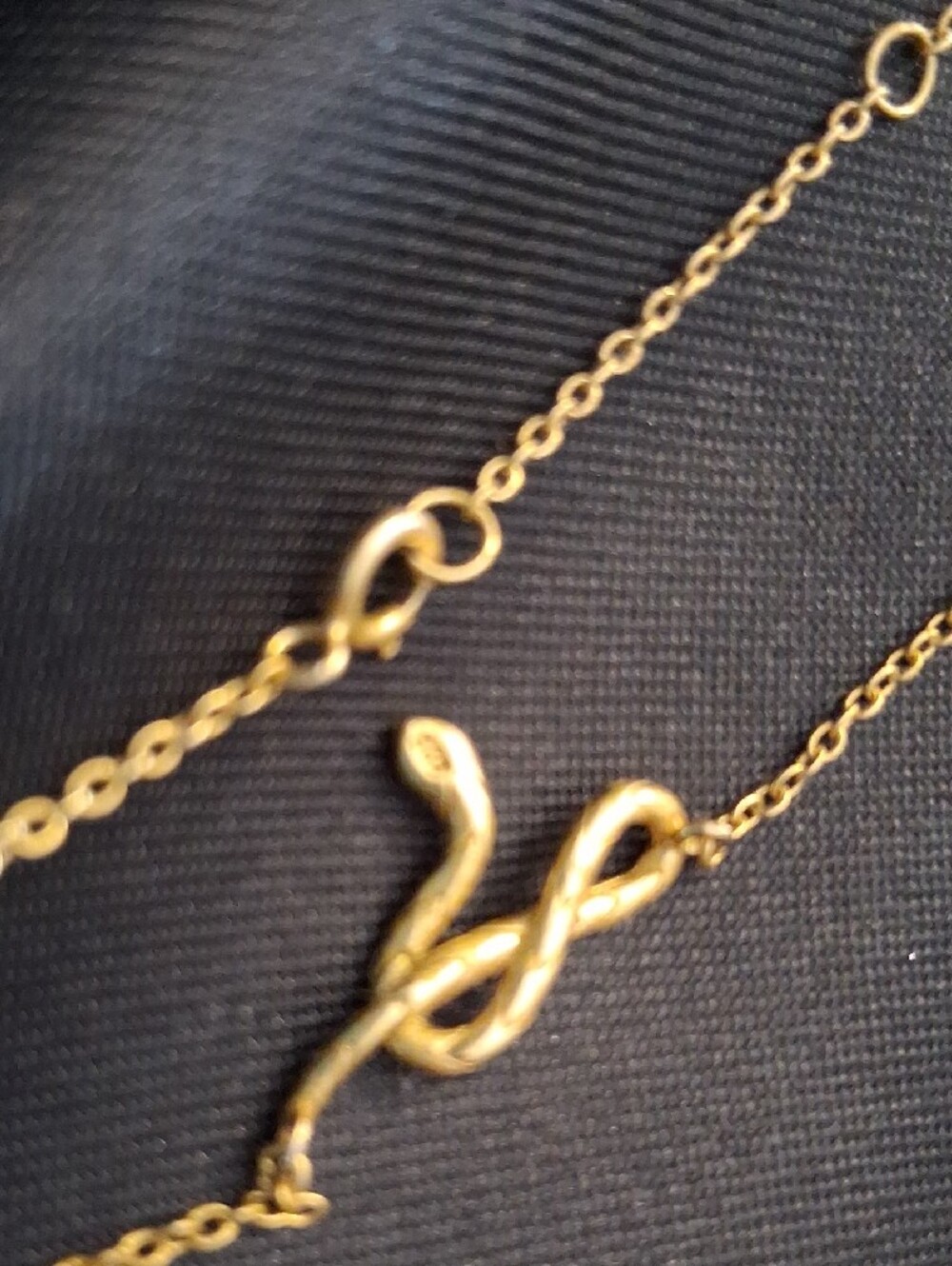 Gold 925 Sterling Silver Snake Pendant Necklace with Green Gem eyes 16 To 18 In - Picture 2 of 10